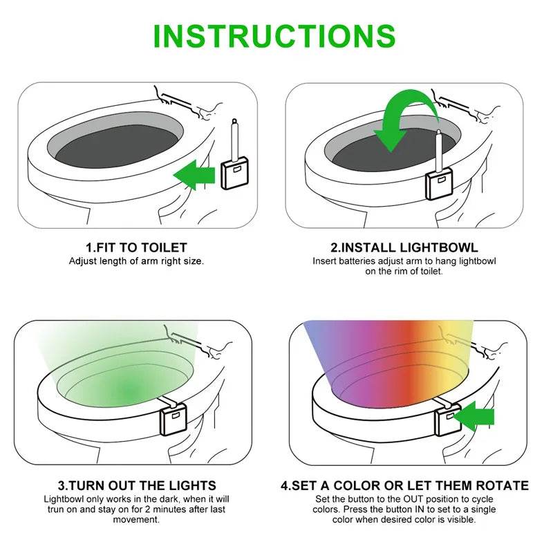 WC Led : ZK30 Smart PIR capteur de mouvement siège de toilette veilleuse 8/16 couleurs rétro-éclairage étanche pour cuvette de toilette lampe à LED WC lumière de toilette - myledly