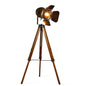 Lampadaire loft bois fer design - vue complète style industriel authentique