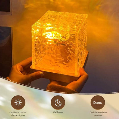 Veilleuse Cube Lamp LED - lampe ondulation eau rotative projection étoilée