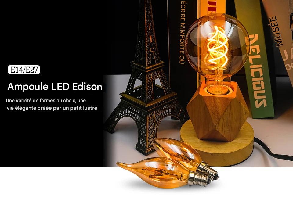 Ampoule Spiralglüh LED filament spirale - ampoule vintage rétro Edison