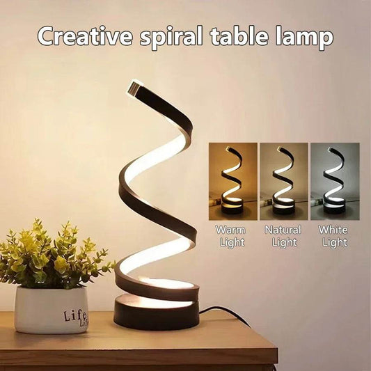 Spiral Led : Lampe de table LED spirale minimaliste moderne, veilleuse de chevet, lampe de bureau à intensité variable 3 couleurs pour bar, café, chambre à coucher, salon - myledly