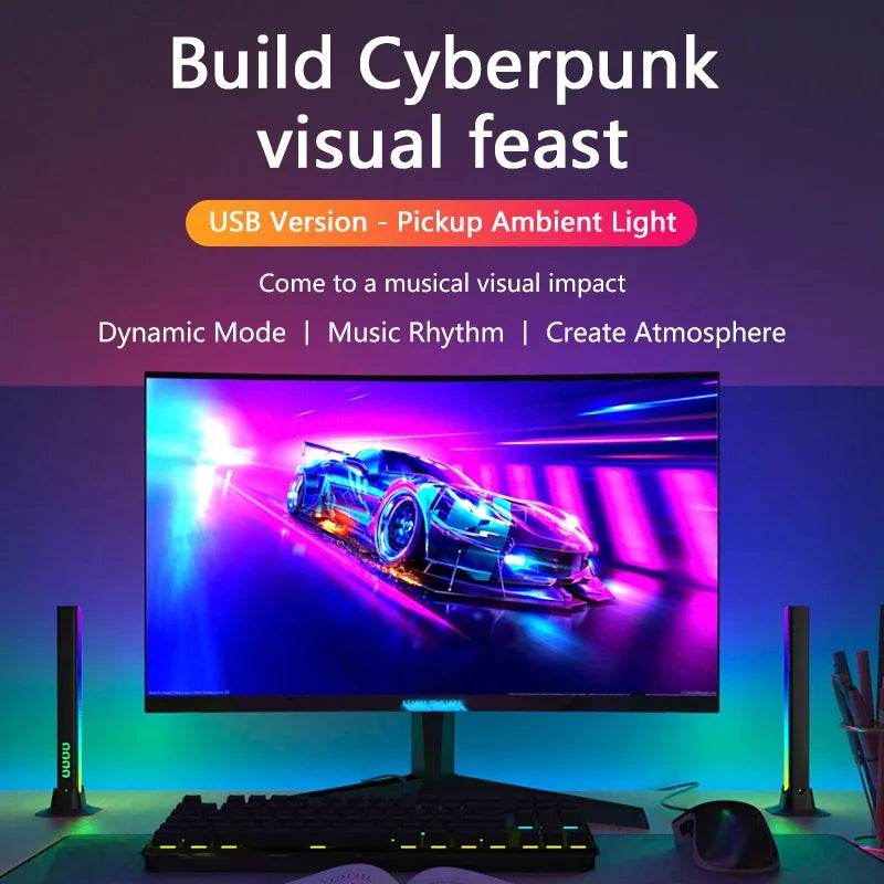 StickBar Led : RGB LED lampadaire de bureau barres lumineuses veilleuse musique rythme atmosphère lumières rétro-éclairage pour jeu TV salle décoration lampe - myledly