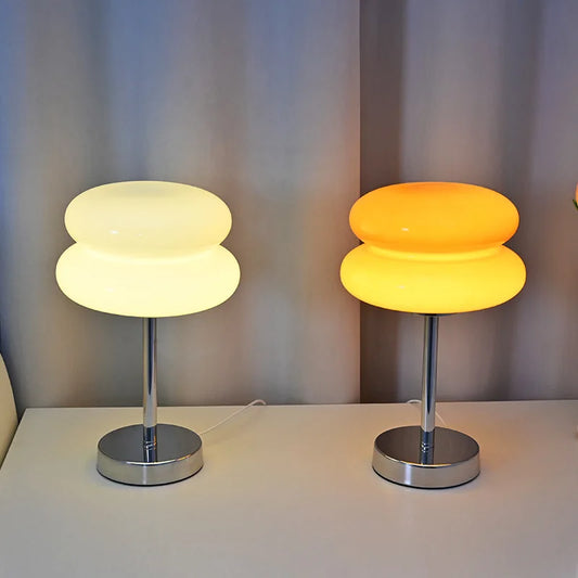 Lampe de chevet macaron verre pastel - vue principale design doux contemporain