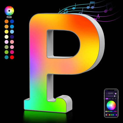 Fivemi Led : Veilleuses Led colorées avec 26 lettres de l'alphabet, application intelligente, bricolage, synchronisation de la musique, signe lumineux, salle de jeu, chambre à coucher, décor de Bar, cadeau - myledly