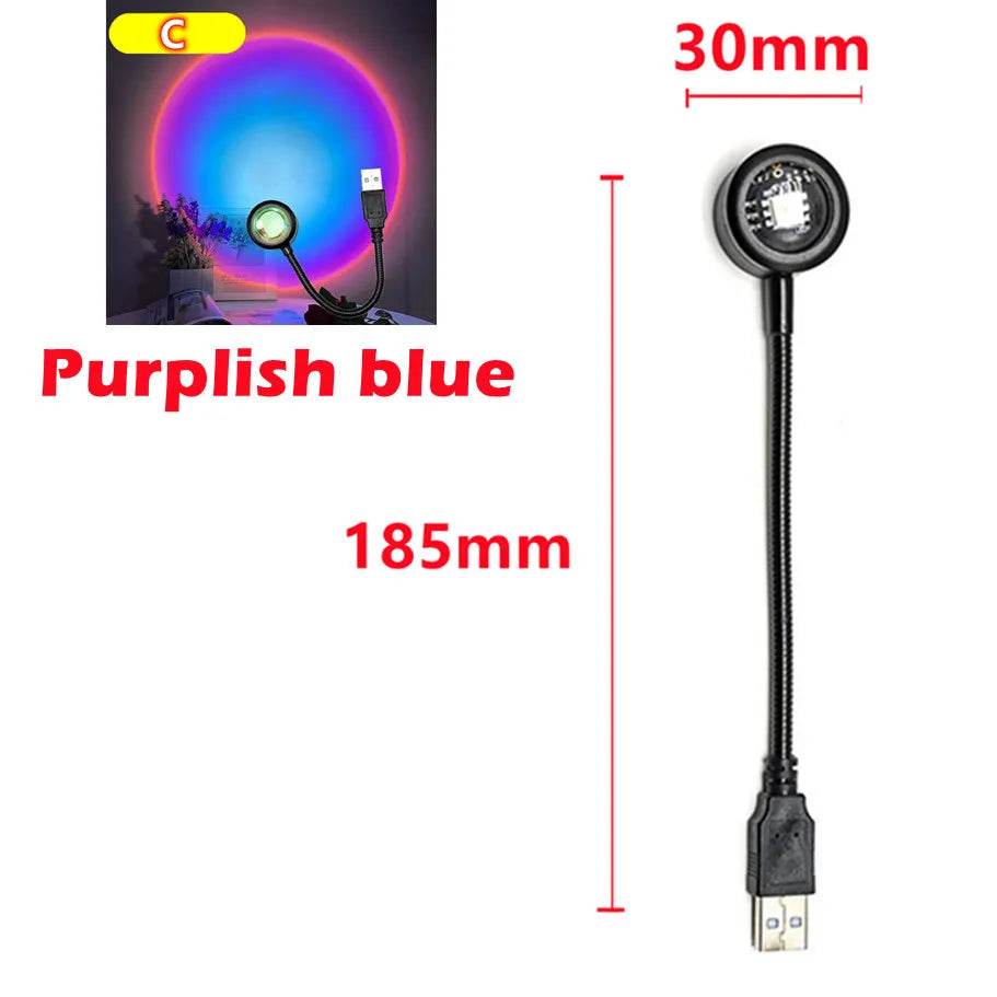 Flexible Led : Led USB coucher de soleil lampe projecteur décor à la maison veilleuse Portable lumière d'ambiance pour salon mur photographie néons - myledly