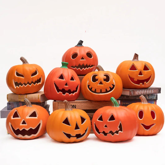 Citrouilles lumineuses Halloween jardin - décorations LED phosphorescentes extérieur