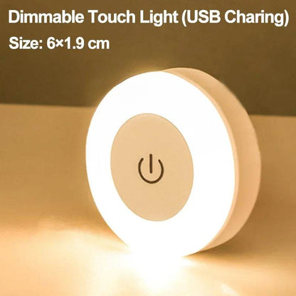 Sensitive Led : Mini LED capteur tactile veilleuses USB Rechargeable cuisine chambre Base magnétique applique murale ronde Portable gradation lampe de nuit - myledly