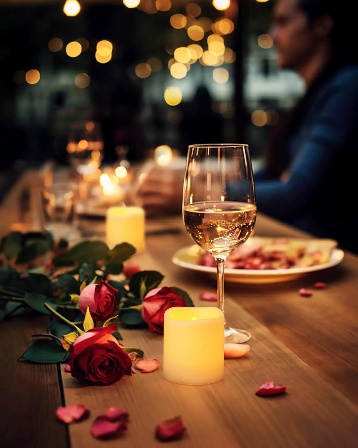 Bougies LED sans flamme - chauffe-plat blanc chaud ambiance romantique

