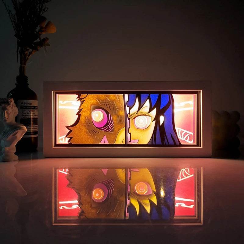 Anime Box : Boîte à lumière à couleur changeante avec télécommande, capteur de découpe de papier animé, lampe d'ombre Led 3D, sculpture, décoration, cadeau - myledly