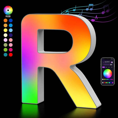 Fivemi Led : Veilleuses Led colorées avec 26 lettres de l'alphabet, application intelligente, bricolage, synchronisation de la musique, signe lumineux, salle de jeu, chambre à coucher, décor de Bar, cadeau - myledly