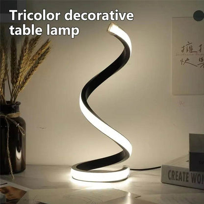 Spiral Led : Lampe de table LED spirale minimaliste moderne, veilleuse de chevet, lampe de bureau à intensité variable 3 couleurs pour bar, café, chambre à coucher, salon - myledly
