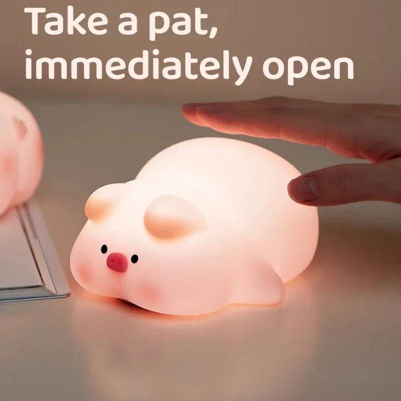 Piggy Led : Veilleuse cochon rose en Silicone, jolie lampe de nuit LED, atmosphère intérieure, décoration de chambre, USB, veilleuse pour enfants, cadeau - myledly
