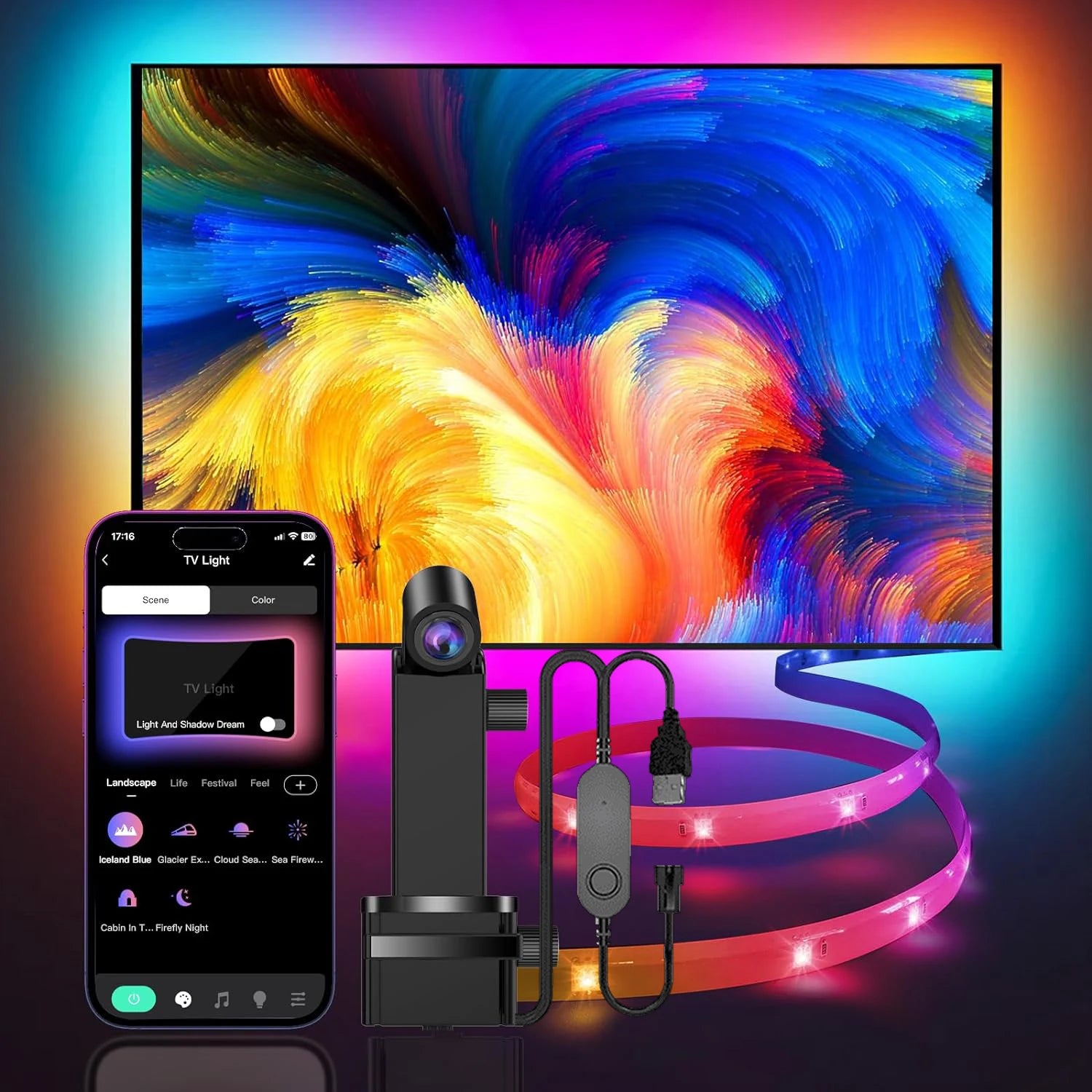 Rétroéclairage TV - Eclairage immersif et réalité augmentée