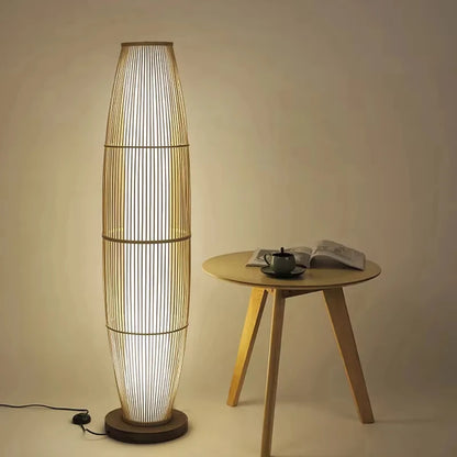 Lampe sur pied zen bambou naturel - ambiance contemplative salon thé