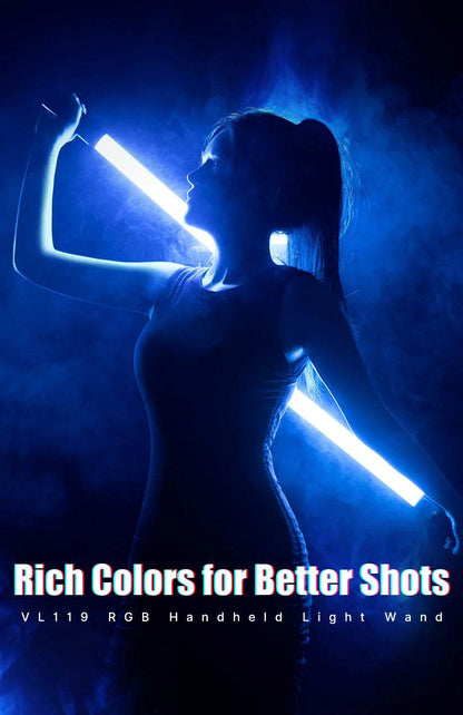 StickLamp : Ulanzi VL119 lampe de poche colorée RGB 19.68 pouces baguette de lumière LED portable CRI 95 + 2500 K-9000 K lampe de Studio de photographie - myledly