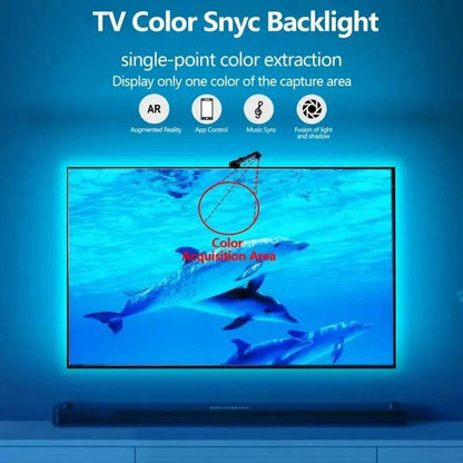 Rétroéclairage LED TV avec capteur de gamme de couleurs AR, bande lumineuse RVB de 12,5 à 16,4 pieds, adaptée aux téléviseurs et moniteurs de 55 à 85 pouces - myledly