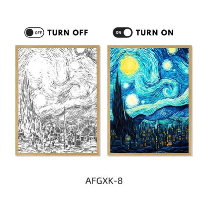 Van Gogh Led : Van Gogh Art Anime lumière LED peinture décor de salle, lumière d'ambiance de charge sans fil, décoration murale de lampe USB, veilleuse cadeau de maison - myledly