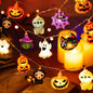 Guirlande LED Halloween mixte - citrouilles fantômes toiles araignée