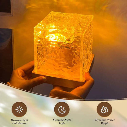 Cube Lamp - Veilleuse dynamique rotative à ondulation de l'eau, tête de lit créative, lumière d'ambiance, romantique, carrée, Projection de ciel étoilé - myledly