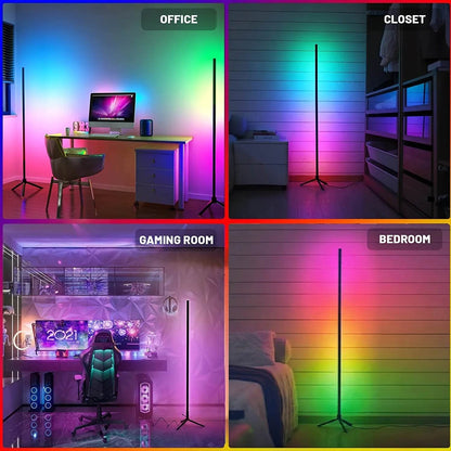Stick Led : Lampe LED sur pied à intensité réglable de 120cm, luminaire d'angle intelligent RGB, luminaire décoratif d'intérieur, idéal pour une chambre à coucher, un salon de jeu ou un salon, éclairage d'ambiance - myledly