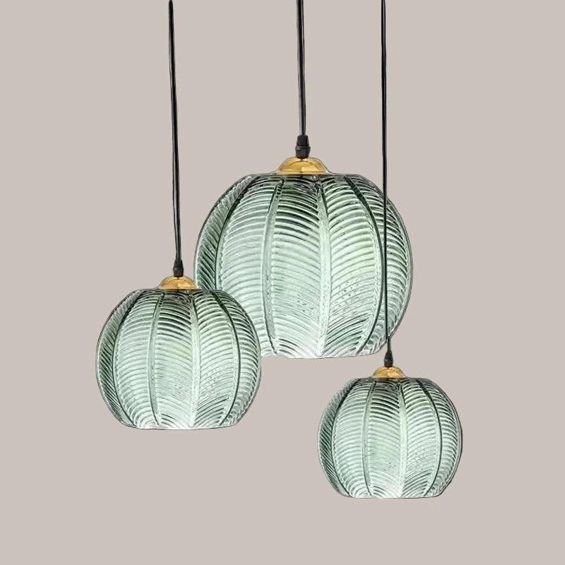 Suspension Blattglas verre vert - lustre nordique rétro motif feuille