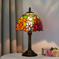 Lampe bureau style Tiffany - abat-jour verre teinté motifs floraux artisanal 