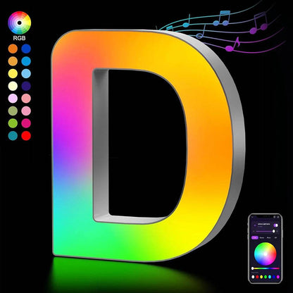 Fivemi Led : Veilleuses Led colorées avec 26 lettres de l'alphabet, application intelligente, bricolage, synchronisation de la musique, signe lumineux, salle de jeu, chambre à coucher, décor de Bar, cadeau - myledly