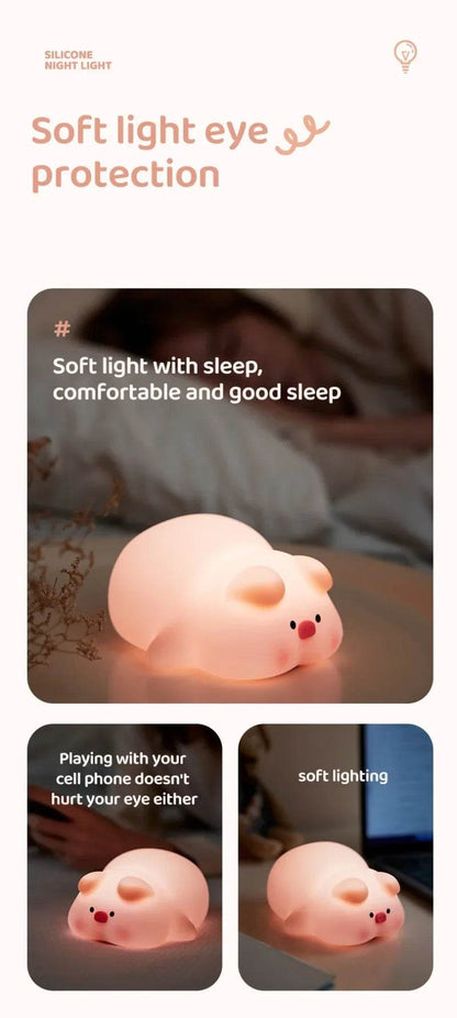 Piggy Led : Veilleuse cochon rose en Silicone, jolie lampe de nuit LED, atmosphère intérieure, décoration de chambre, USB, veilleuse pour enfants, cadeau - myledly