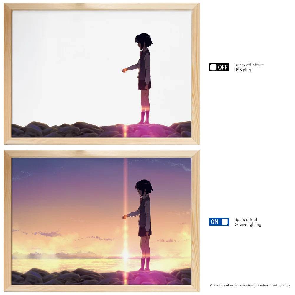 Your name Led : Anime INS romantique ciel étoilé led veilleuse peinture, prise USB rechargeable lampe d'ambiance de bureau, cadeaux spéciaux pour les couples - myledly