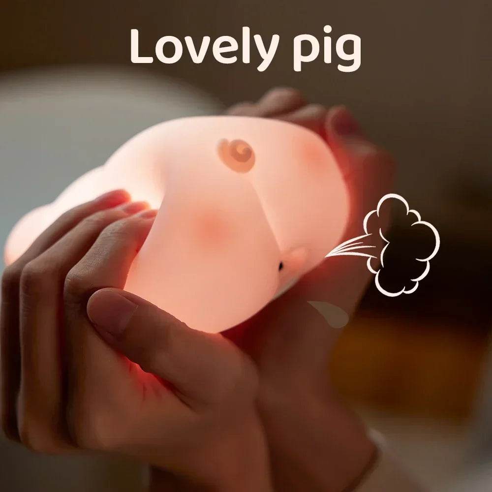 Piggy Led : Veilleuse cochon rose en Silicone, jolie lampe de nuit LED, atmosphère intérieure, décoration de chambre, USB, veilleuse pour enfants, cadeau - myledly