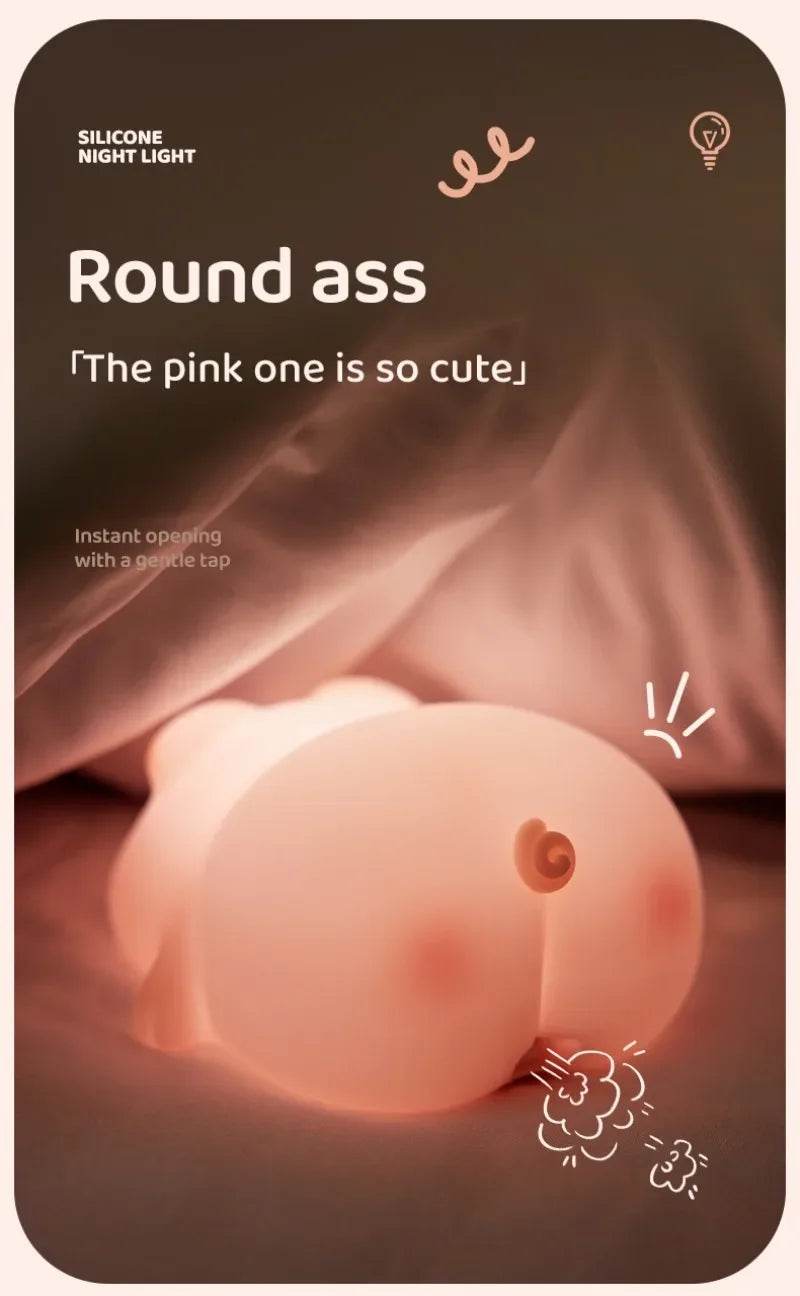 Piggy Led : Veilleuse cochon rose en Silicone, jolie lampe de nuit LED, atmosphère intérieure, décoration de chambre, USB, veilleuse pour enfants, cadeau - myledly
