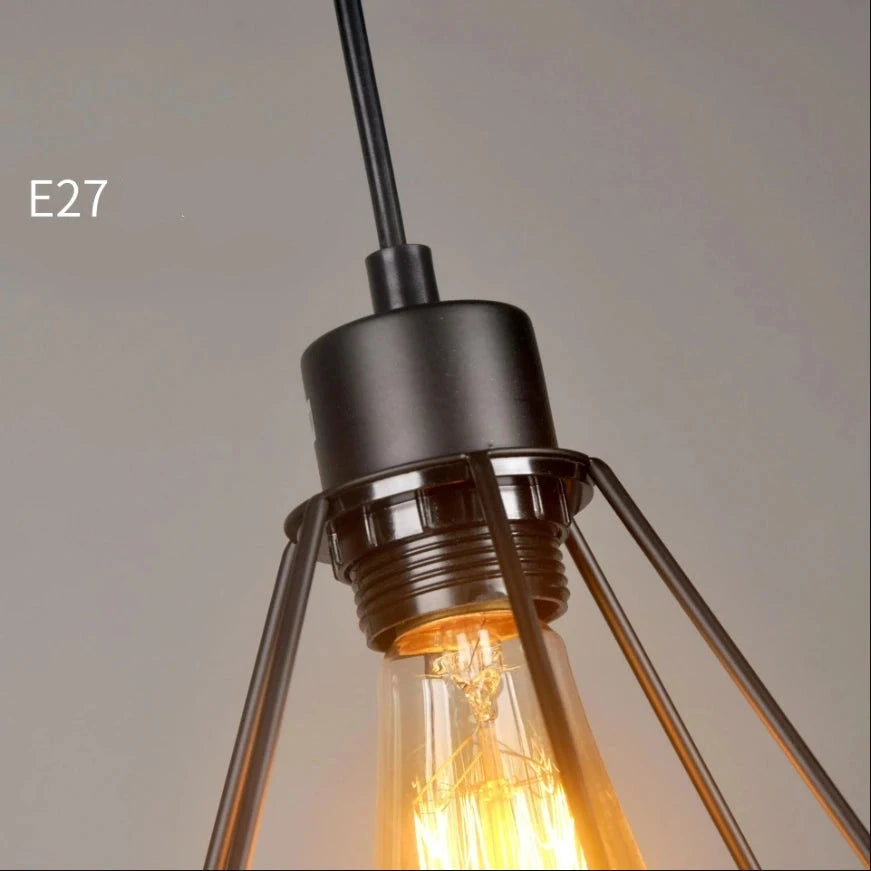 Suspension Géométrique fer - luminaire nordique rétro industriel E27