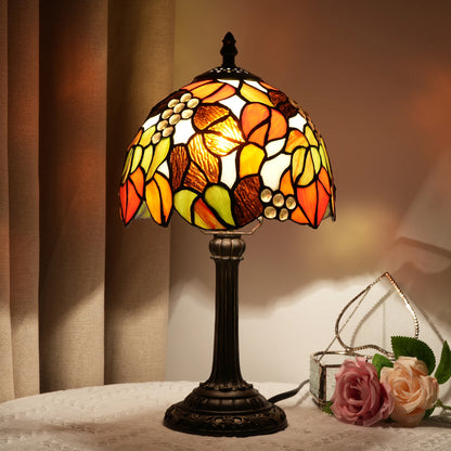 Lampe Tiffany vitrail multicolore vintage - vue principale abat-jour verre teinté