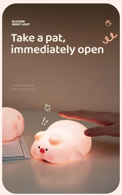 Piggy Led : Veilleuse cochon rose en Silicone, jolie lampe de nuit LED, atmosphère intérieure, décoration de chambre, USB, veilleuse pour enfants, cadeau - myledly