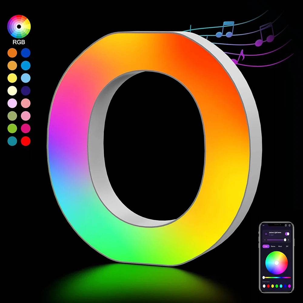 Fivemi Led : Veilleuses Led colorées avec 26 lettres de l'alphabet, application intelligente, bricolage, synchronisation de la musique, signe lumineux, salle de jeu, chambre à coucher, décor de Bar, cadeau - myledly
