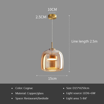 GLASNORD Suspension verre LED nordique - Lustre moderne restaurant bar
