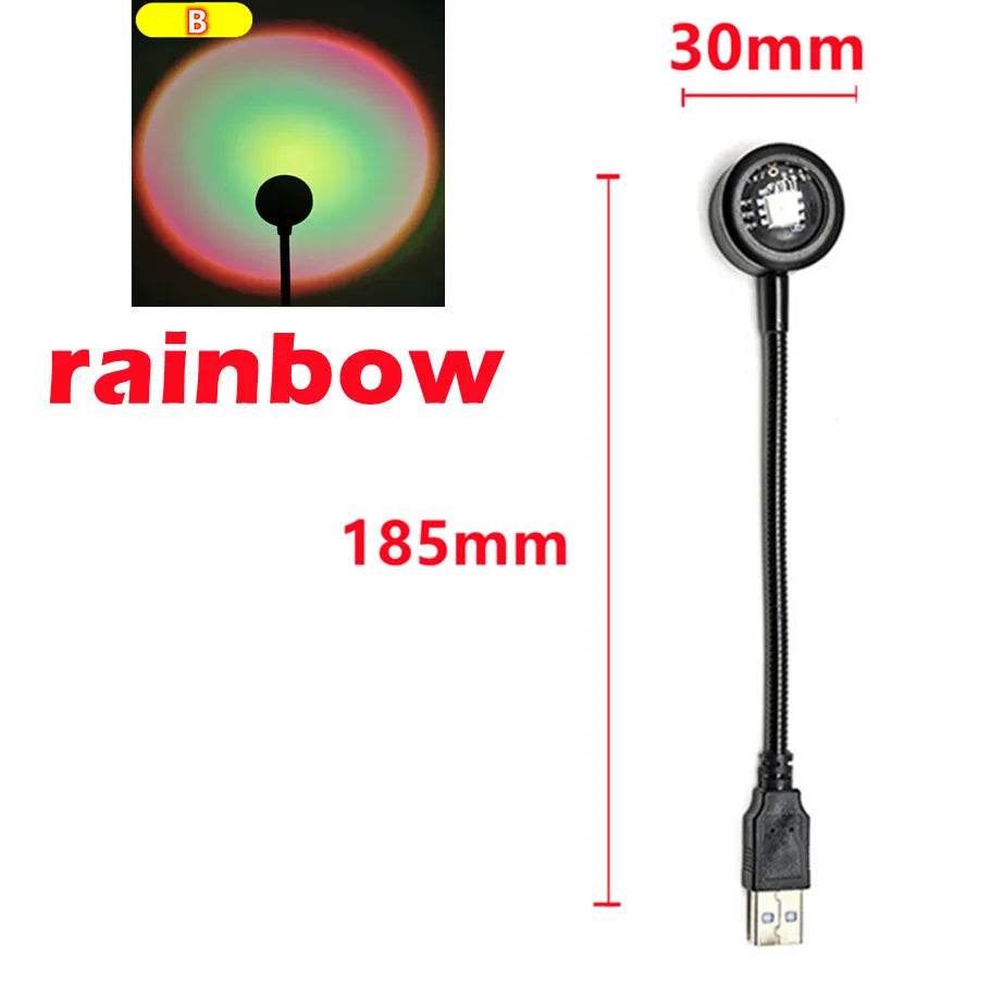 Flexible Led : Led USB coucher de soleil lampe projecteur décor à la maison veilleuse Portable lumière d'ambiance pour salon mur photographie néons - myledly