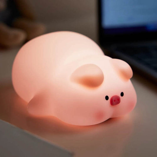 Piggy Led : Veilleuse cochon rose en Silicone, jolie lampe de nuit LED, atmosphère intérieure, décoration de chambre, USB, veilleuse pour enfants, cadeau - myledly