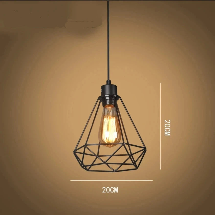 Suspension Géométrique fer - luminaire nordique rétro industriel E27