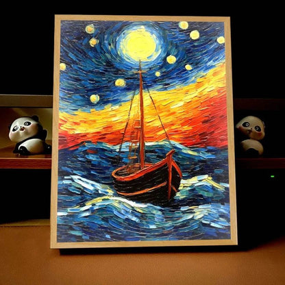 Van Gogh Led : Van Gogh Art Anime lumière LED peinture décor de salle, lumière d'ambiance de charge sans fil, décoration murale de lampe USB, veilleuse cadeau de maison - myledly