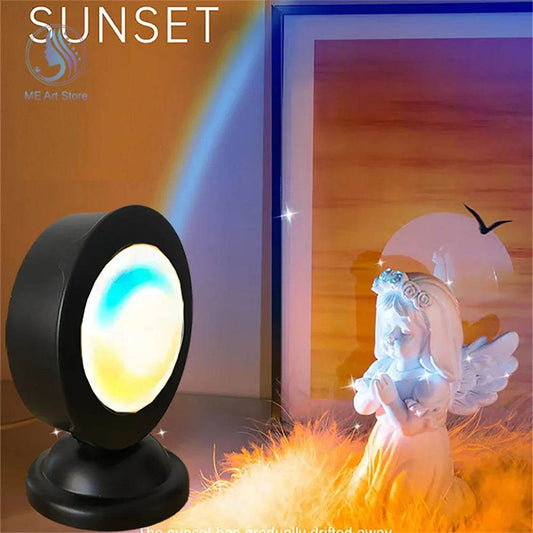 Sunset Lamp : Projecteur LED veilleuse 16 couleurs projecteur lumière arc-en-ciel atmosphère maison chambre fond décoration murale - myledly