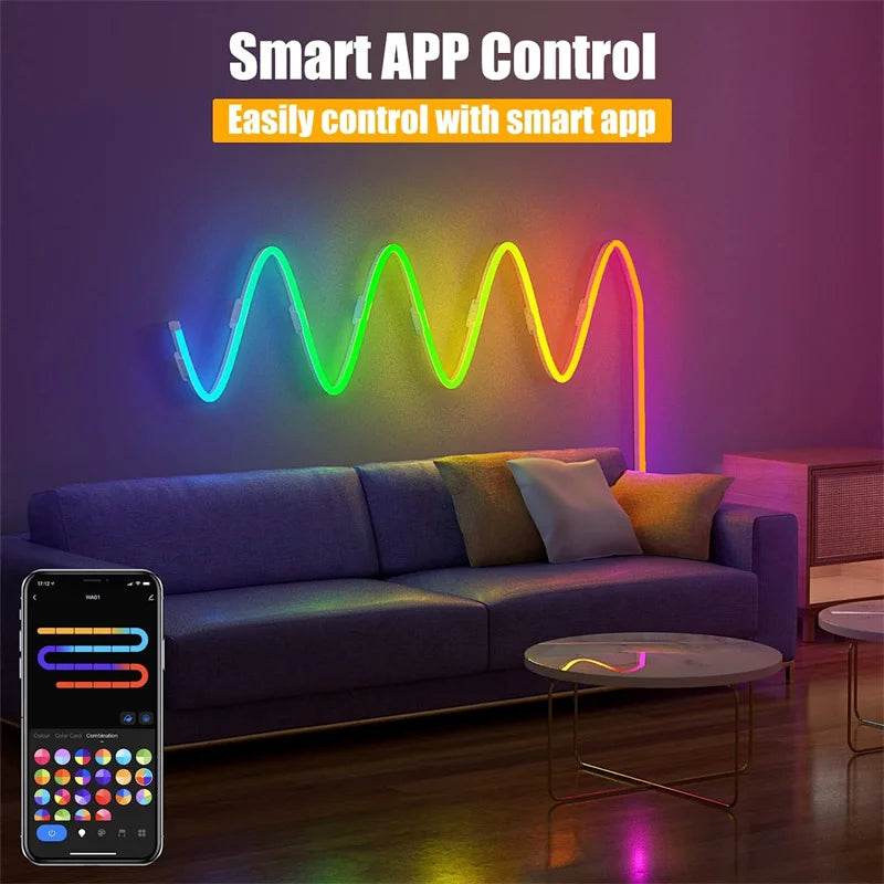 TUYA LED : Bande lumineuse LED TUYA Wifi 12V RGBIC, corde lumineuse avec synchronisation de musique, pour salle de jeu, décoration Alexa 10M - myledly