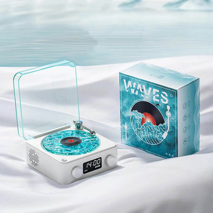 Retrowavy : Haut-parleur Bluetooth en vinyle, haut-parleur avec bruit blanc, plateau tournant rétro, aide au sommeil, haut-parleur en forme de Vitrola avec lumière RGB - myledly
