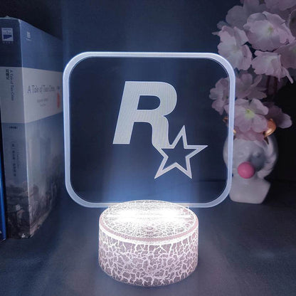 GTA LED : Grand Theft Auto V LOGO Rockstar 3D LED néon veilleuse chambre chevet décoration cadeau d'anniversaire pour amis fans lampe à lave - myledly