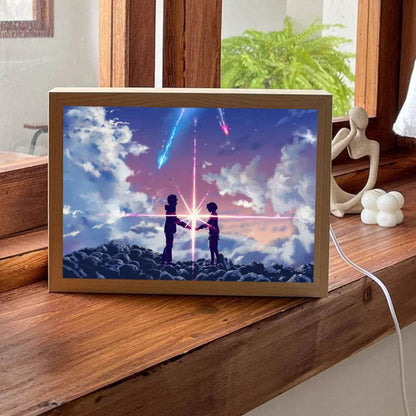 Your name Led : Anime INS romantique ciel étoilé led veilleuse peinture, prise USB rechargeable lampe d'ambiance de bureau, cadeaux spéciaux pour les couples - myledly