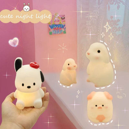 Softy Leds : Veilleuses en silicone chambre décor lumières bouton alimenté par batterie clair de lune dessin animé animaux lampes enfants cadeau lampe décorative - myledly