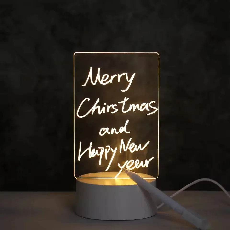Notepad Led ; Tableau lumineux LED à faire soi-même, tableau à messages lumineux en acrylique avec stylo, effaçable, pour enfants, veilleuse de nuit - myledly