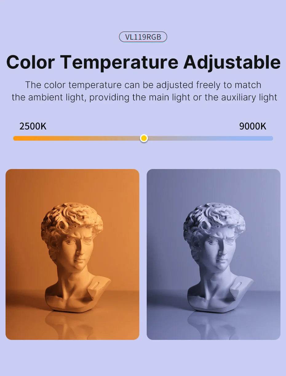 StickLamp : Ulanzi VL119 lampe de poche colorée RGB 19.68 pouces baguette de lumière LED portable CRI 95 + 2500 K-9000 K lampe de Studio de photographie - myledly