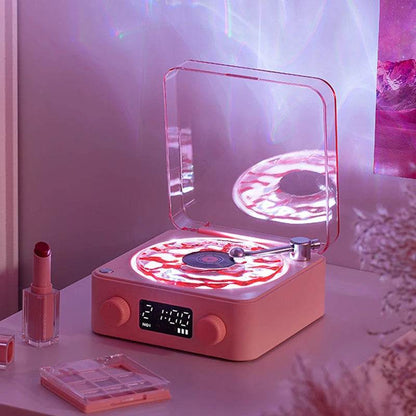 Retrowavy : Haut-parleur Bluetooth en vinyle, haut-parleur avec bruit blanc, plateau tournant rétro, aide au sommeil, haut-parleur en forme de Vitrola avec lumière RGB - myledly