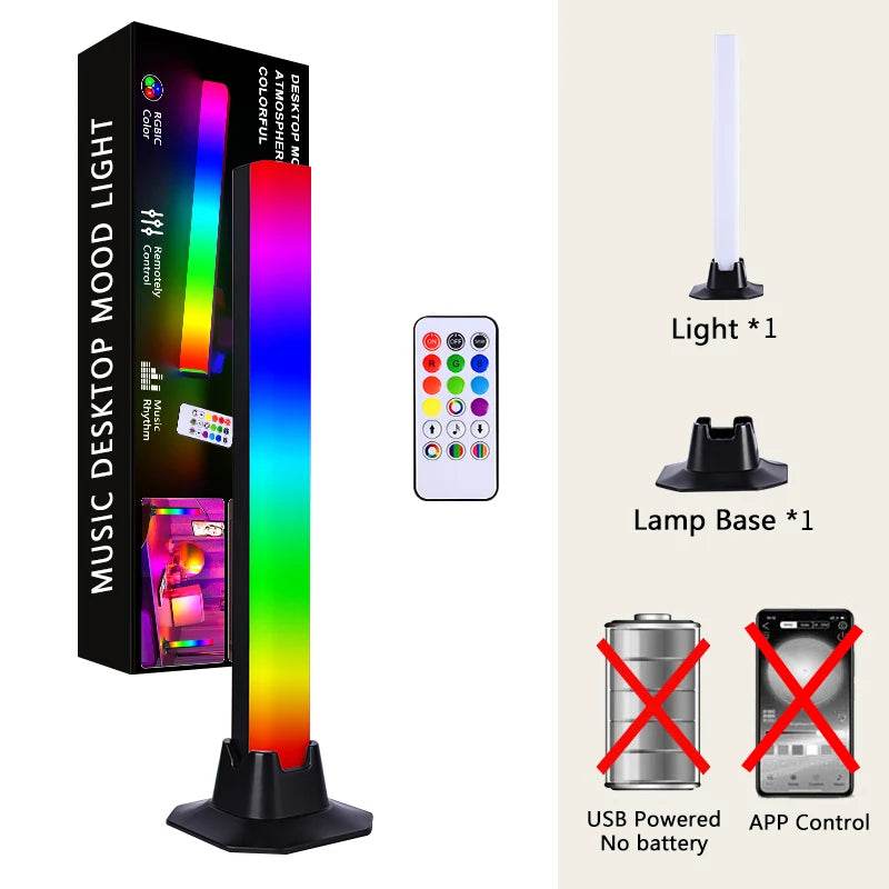 StickBar Led : RGB LED lampadaire de bureau barres lumineuses veilleuse musique rythme atmosphère lumières rétro-éclairage pour jeu TV salle décoration lampe - myledly